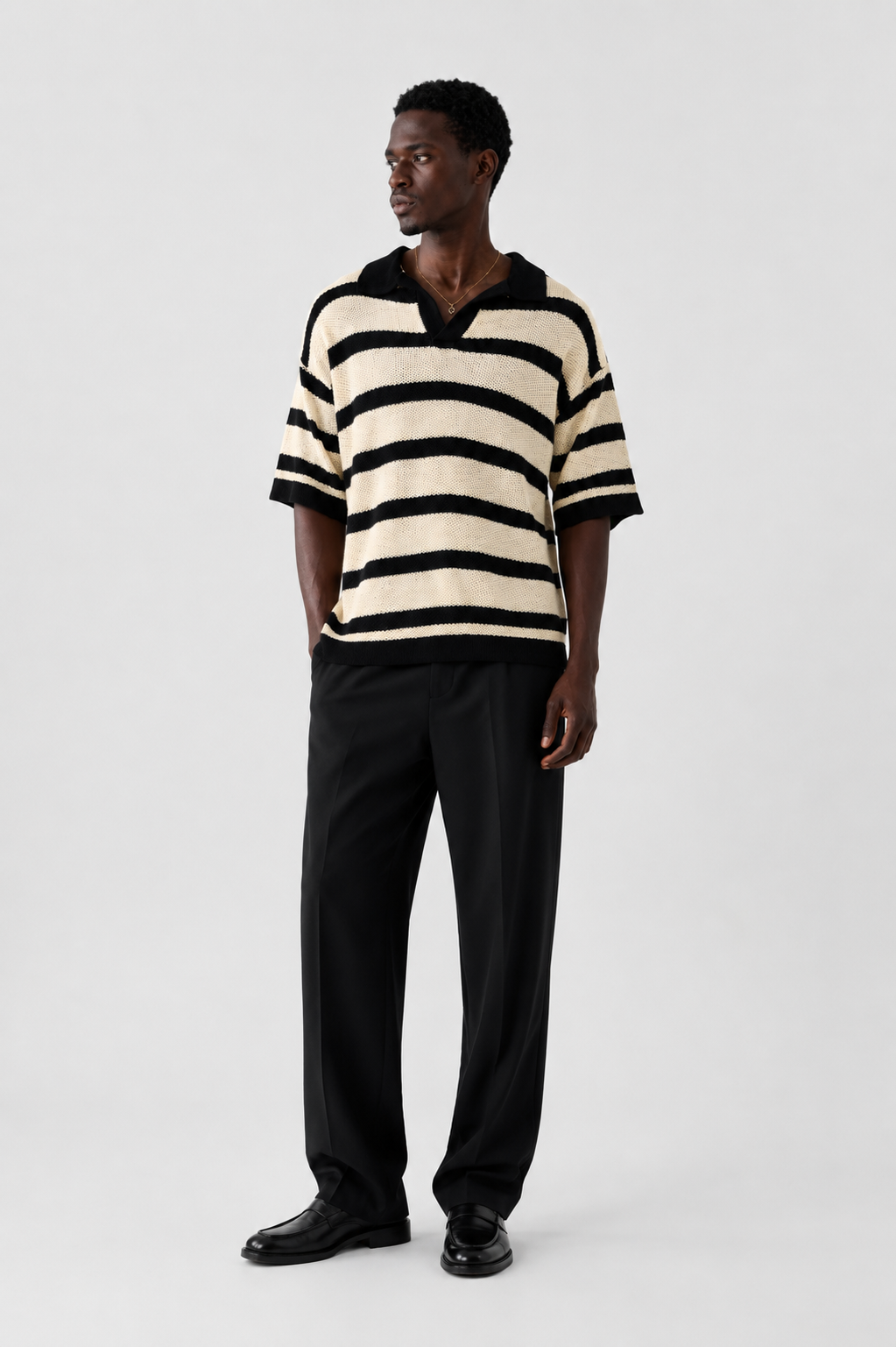 Polo Tricot Resort Off White Manga Curta