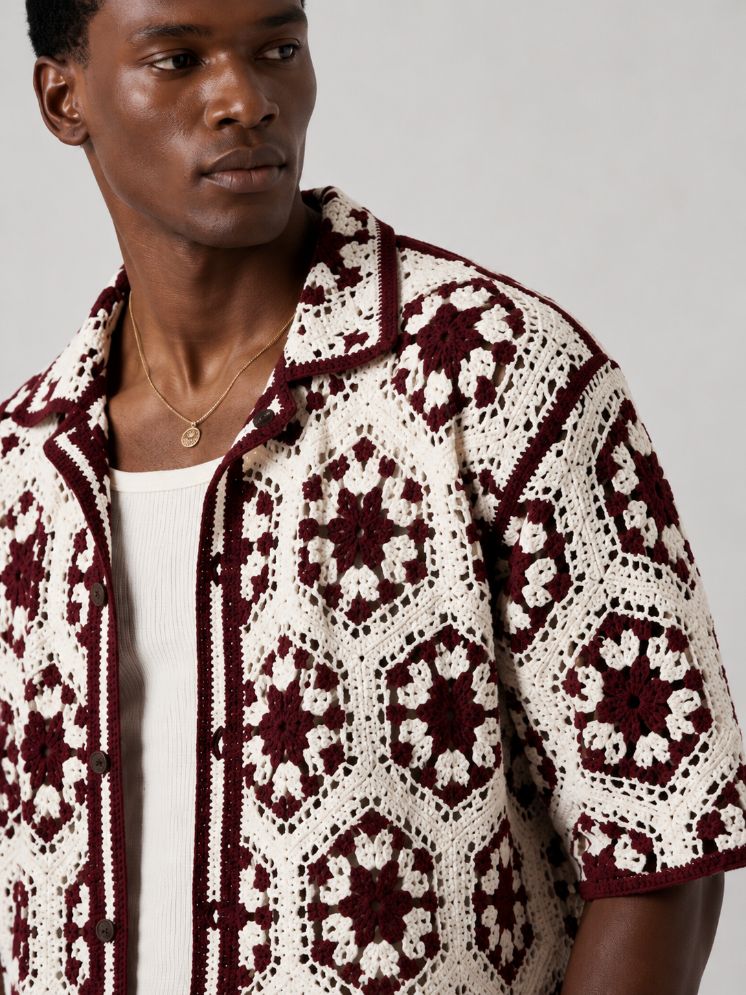 Camisa Resort Preta Texturizada
