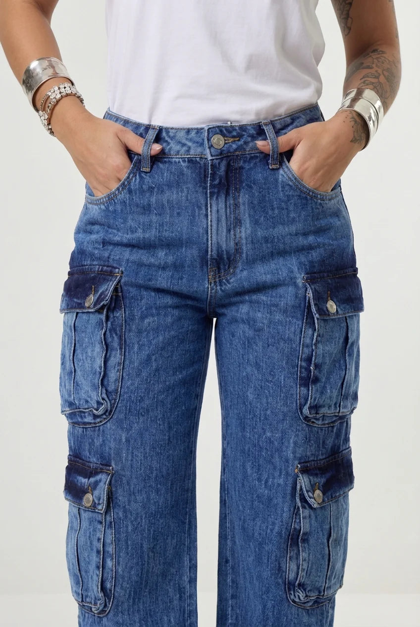 Calça Cargo Marcelle Azul