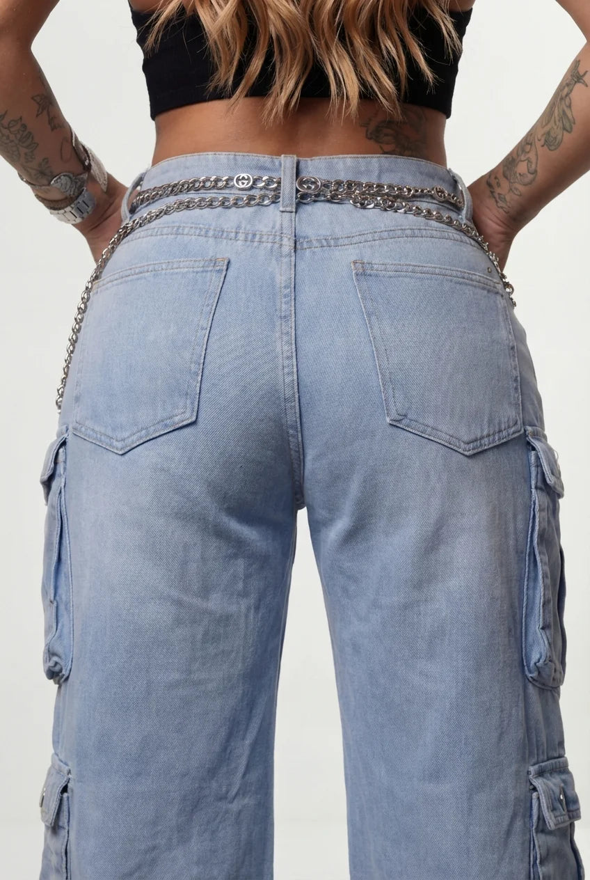 Calça Cargo Nayara Azul