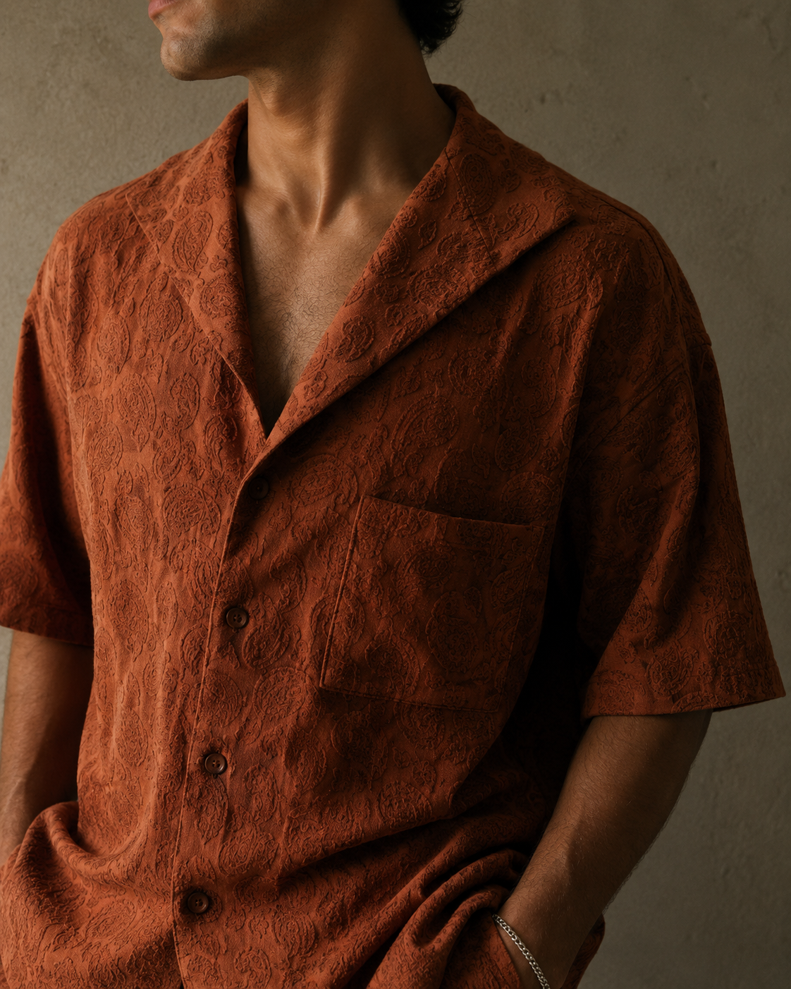 Camisa Resort Texturizada Terracota