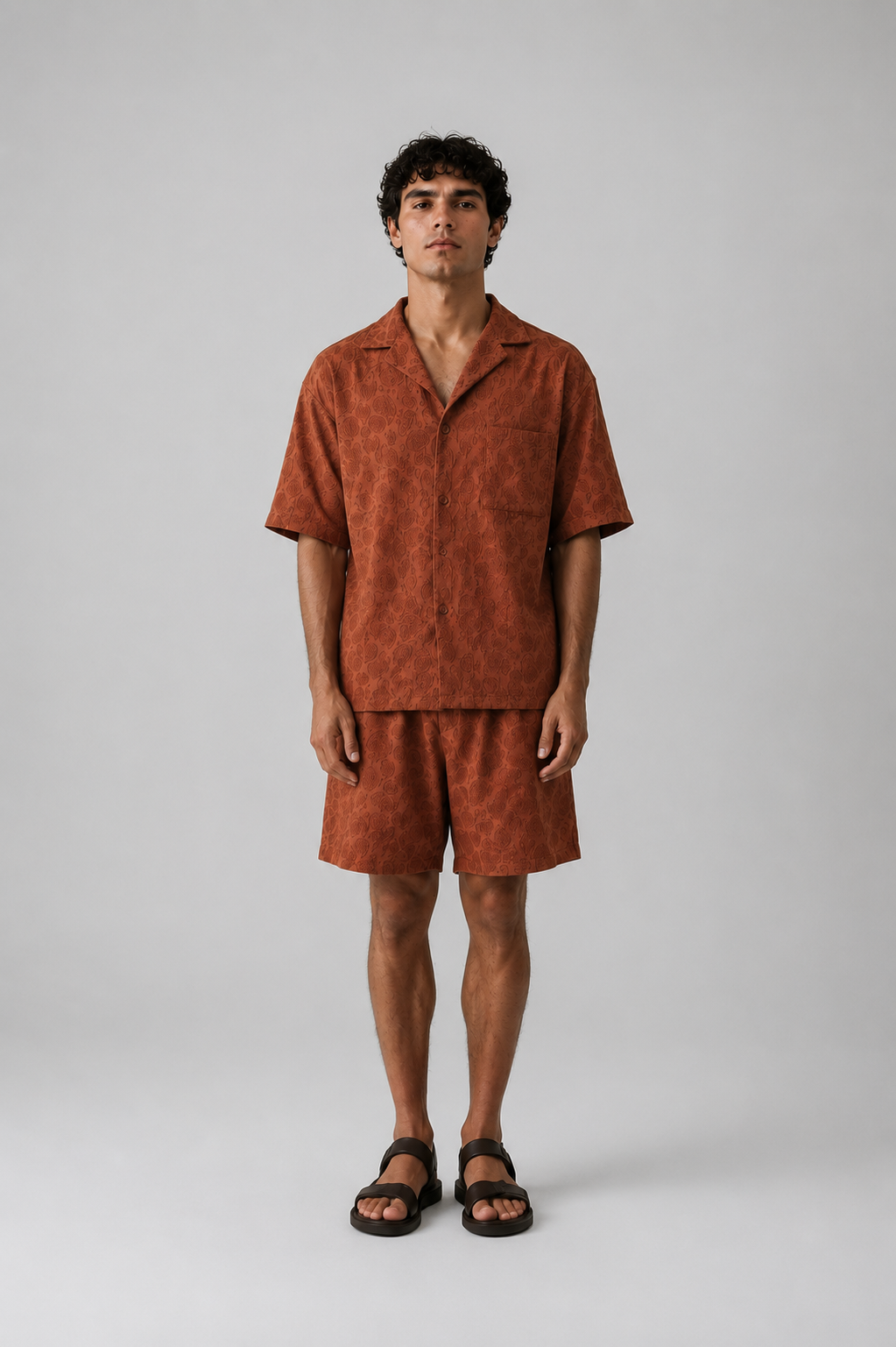Camisa Resort Texturizada Terracota