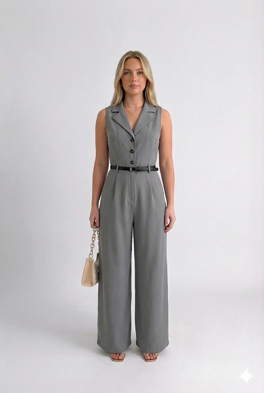 Macacão Alfaiataria Debora - Cinza