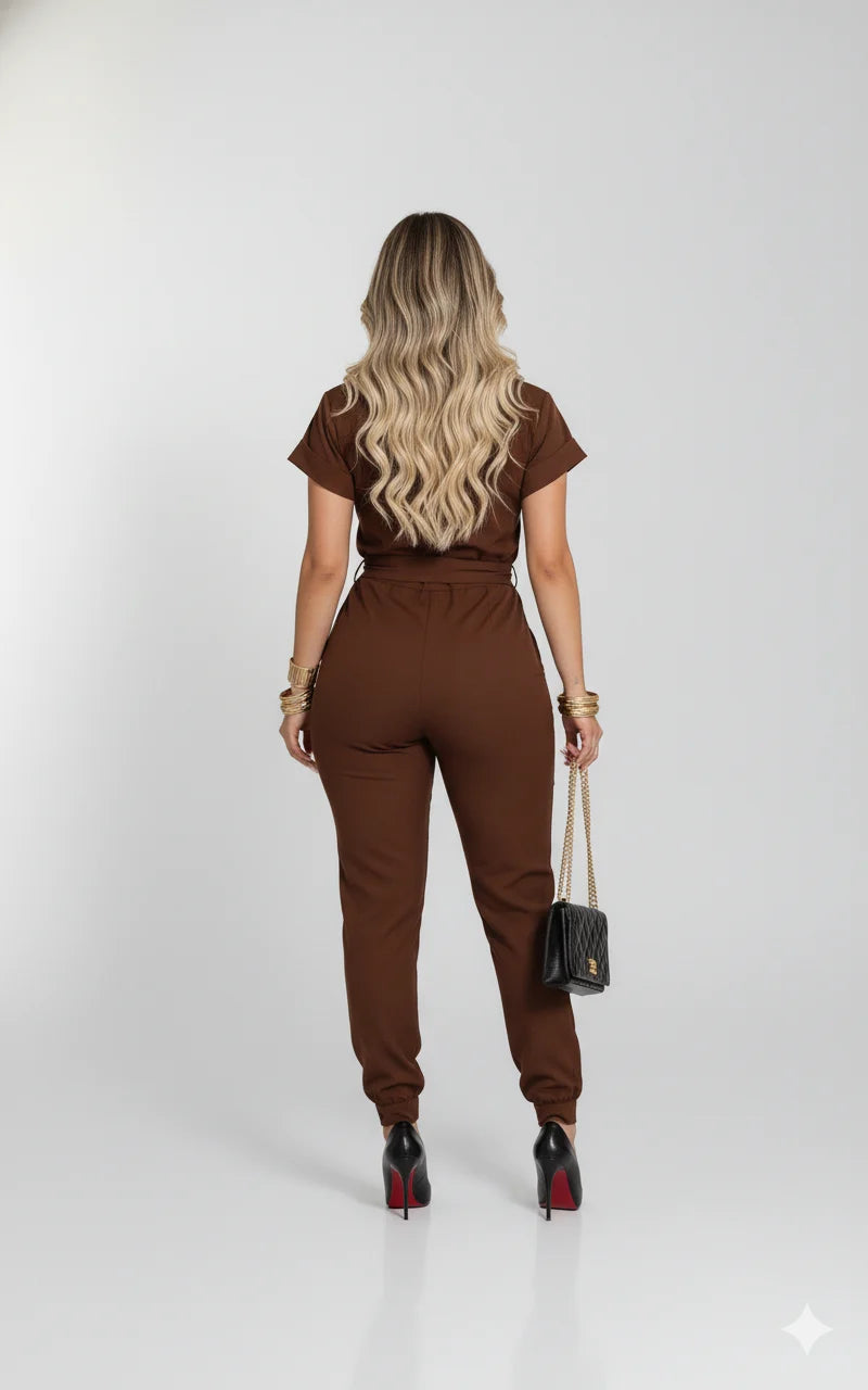 Macacão Alfaiataria Katty - Marrom