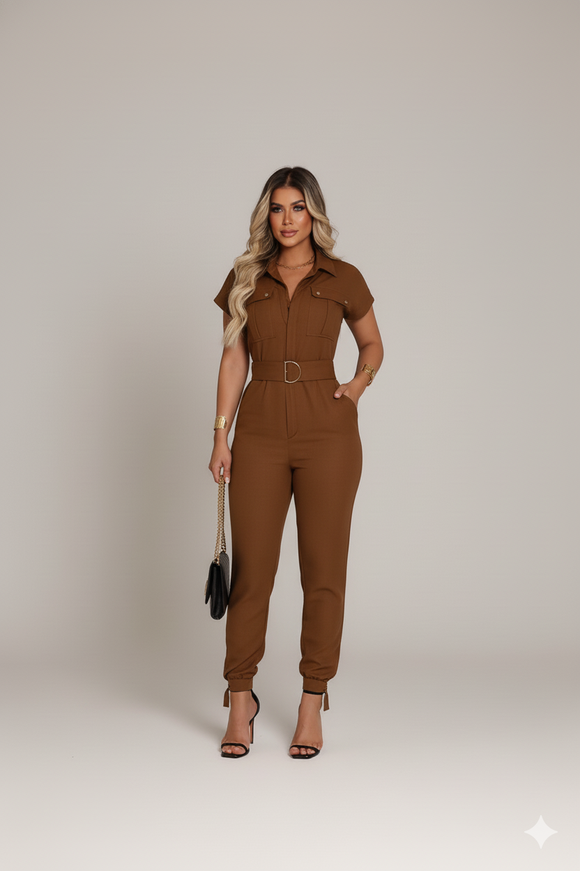 Macacão Alfaiataria Sarah - Marrom