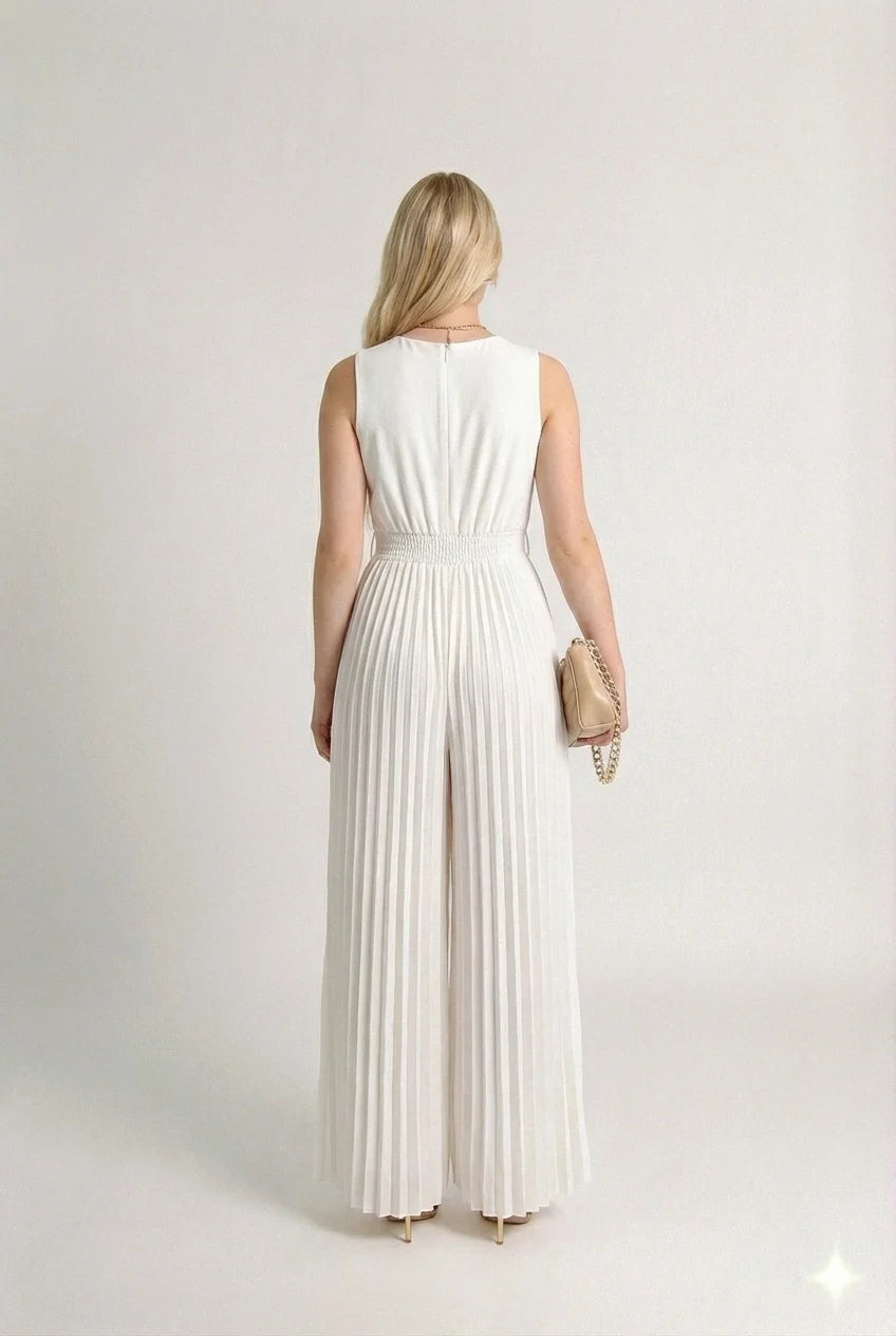 Macacão Plissado Yasmin - Bege