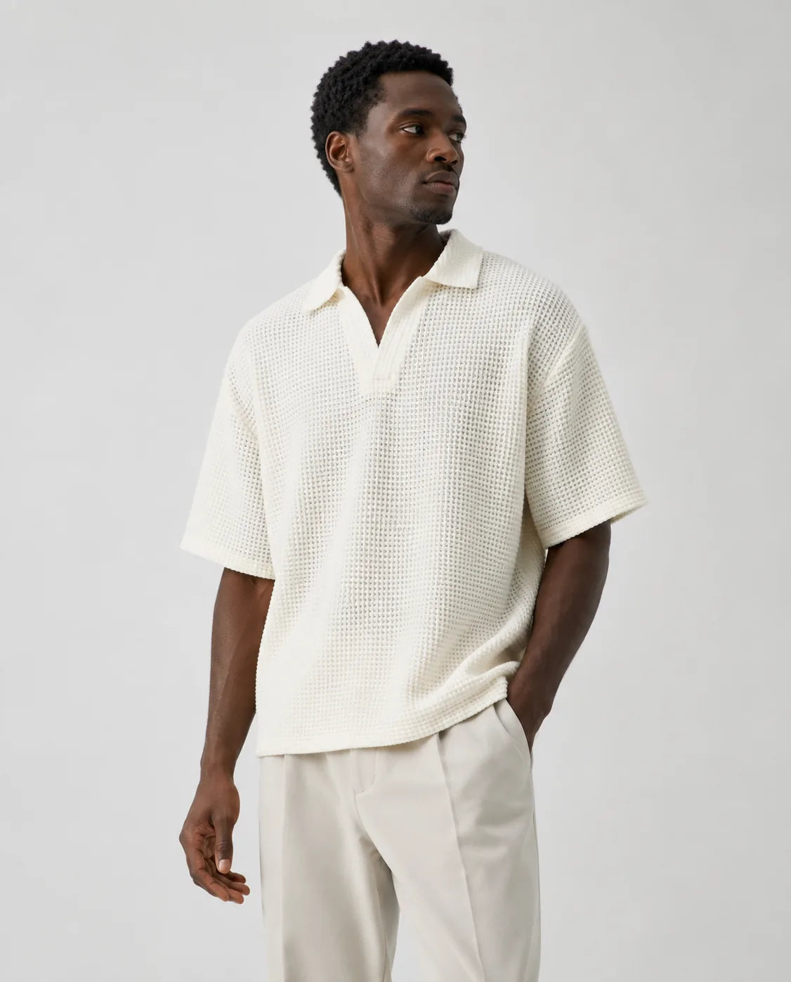 Camisa Crochê Resort Off White com Detalhes Coloridos