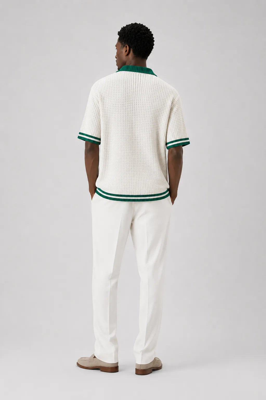 Camisa Crochê Resort Preta Geométrica