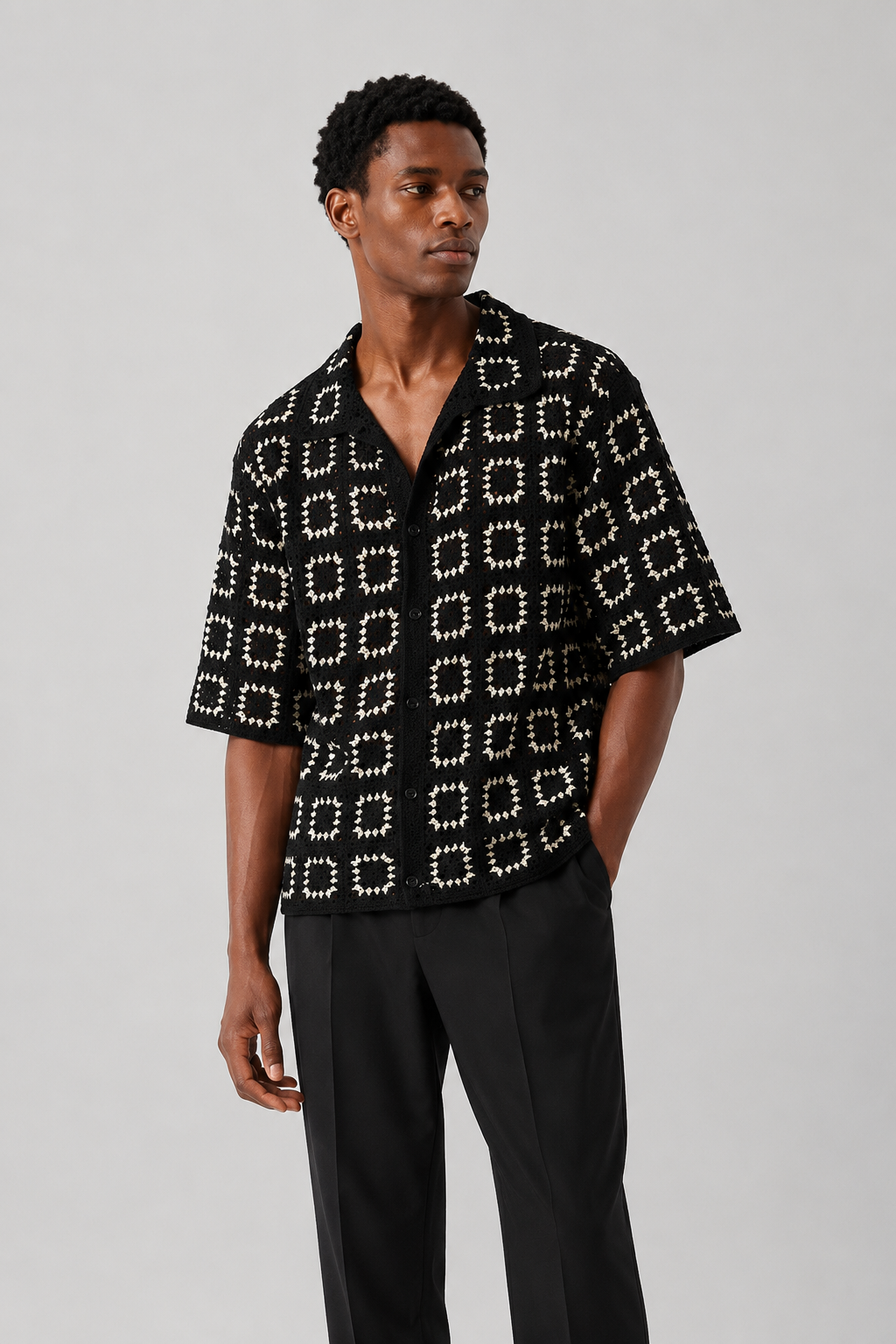 Camisa Crochê Resort Vinho e Off White