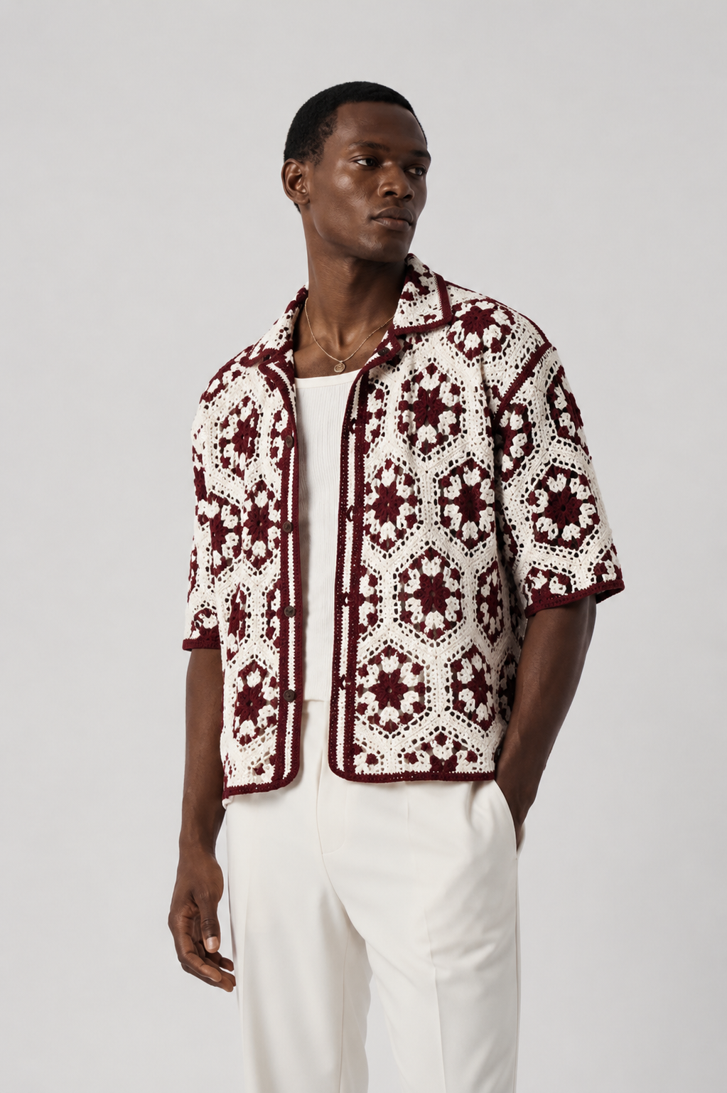 Camisa Resort Preta Texturizada