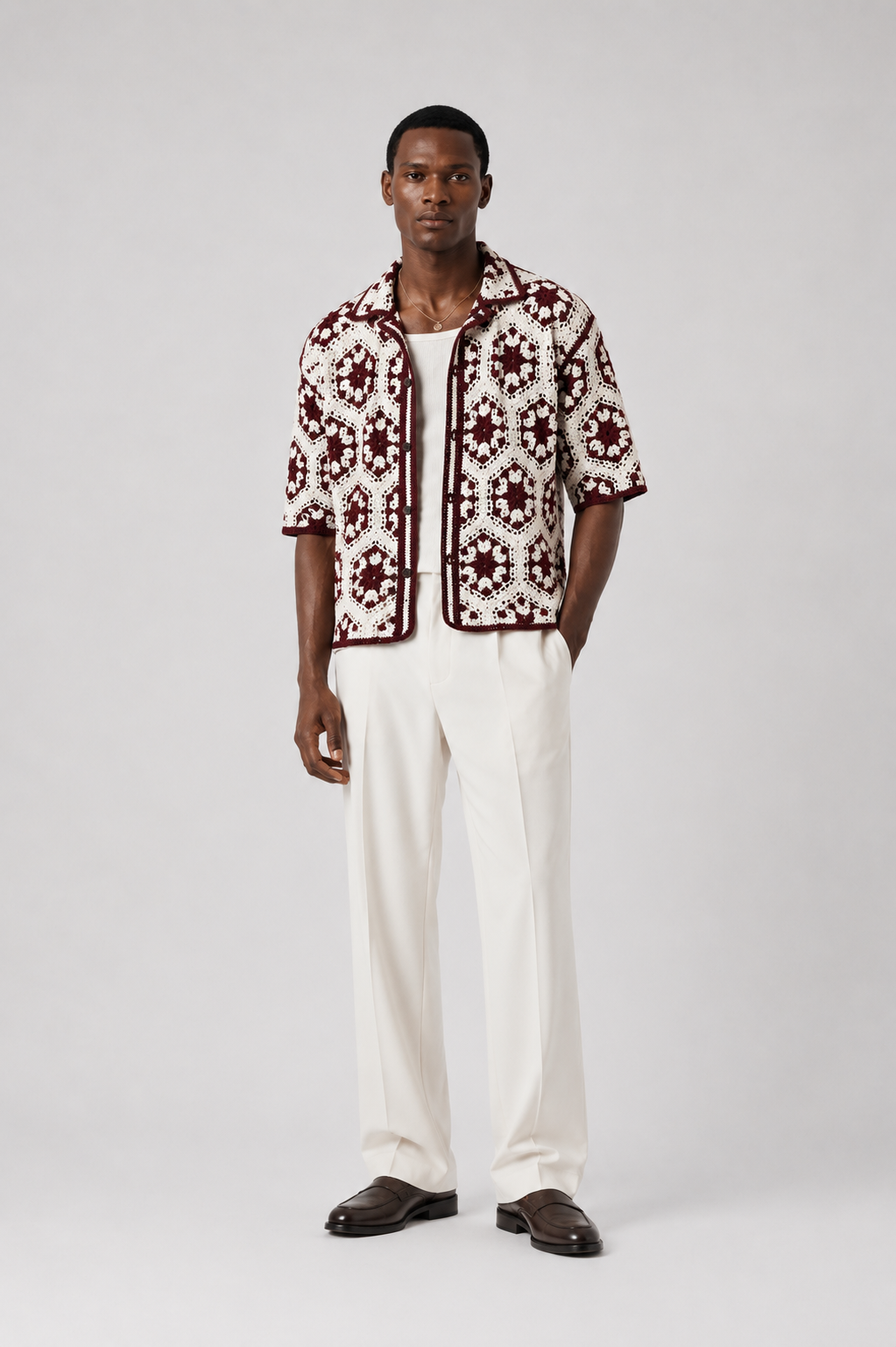 Camisa Resort Preta Texturizada