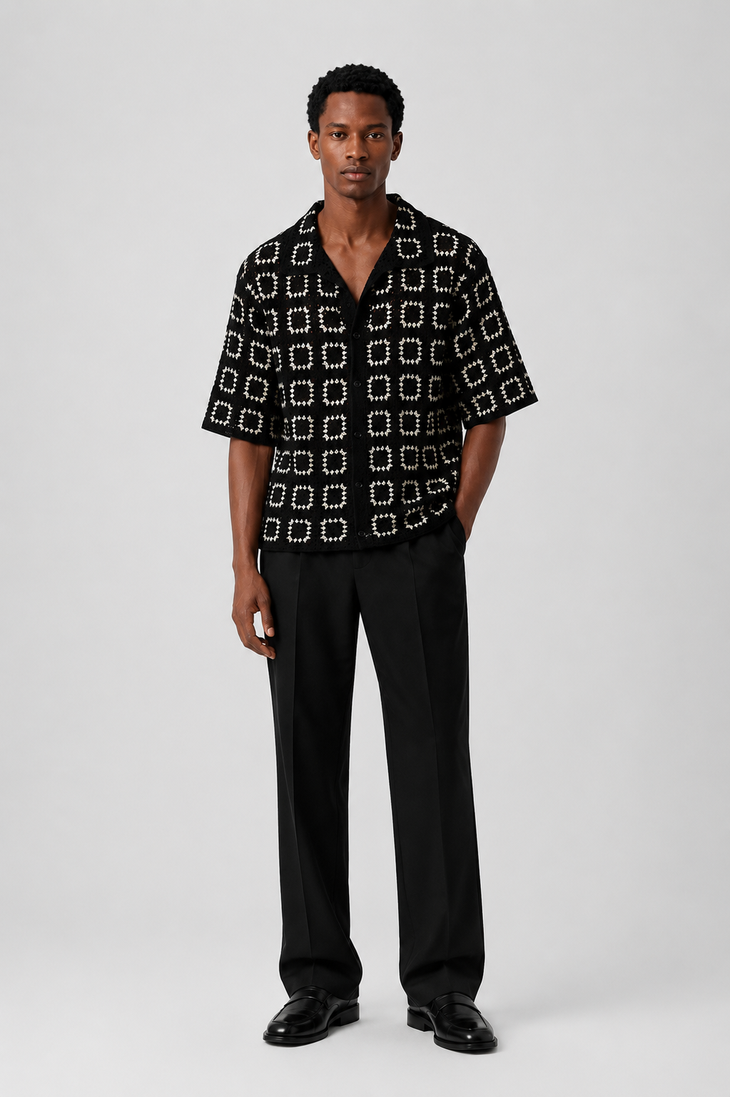 Camisa Crochê Resort Vinho e Off White
