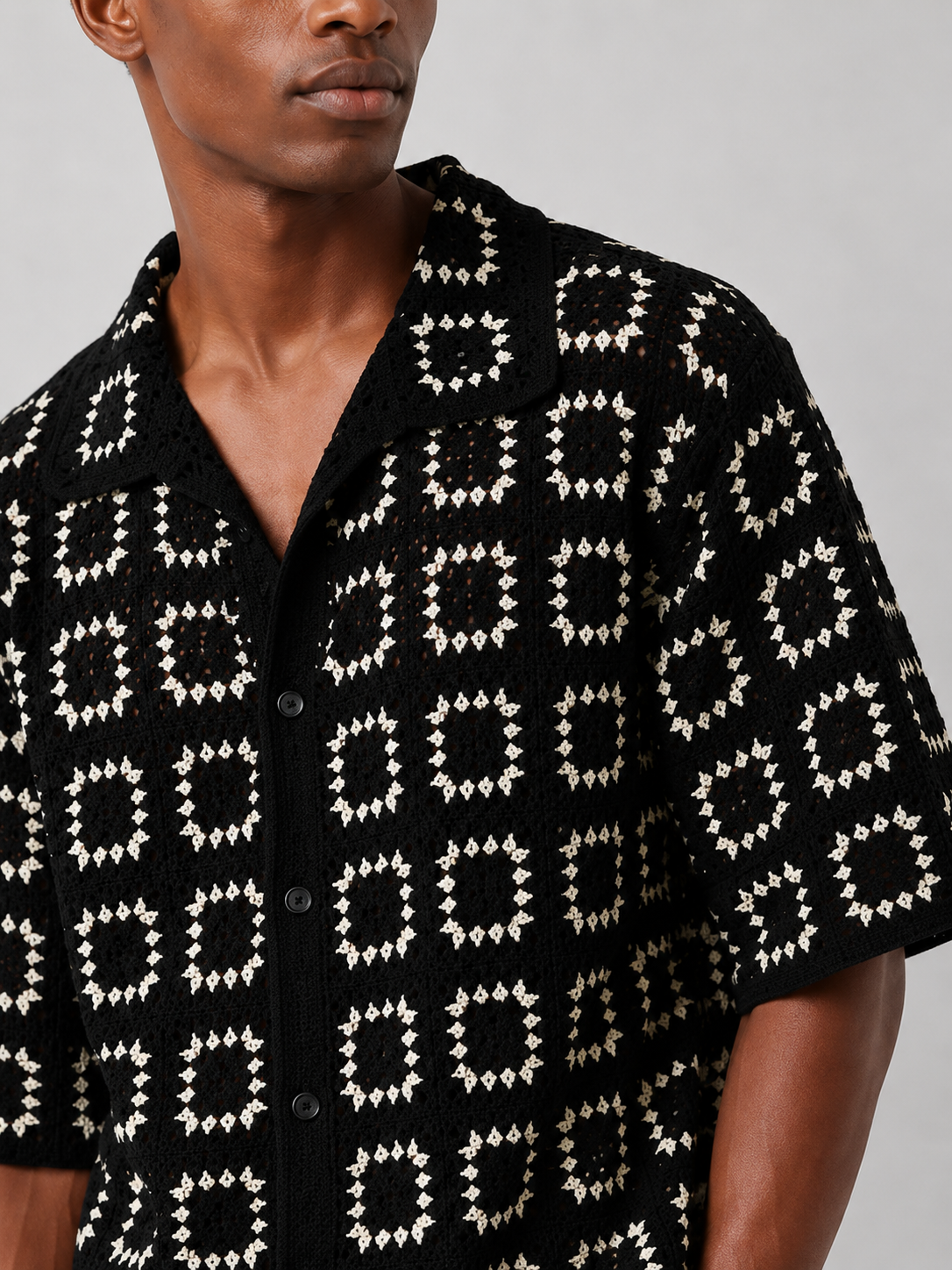 Camisa Crochê Resort Vinho e Off White