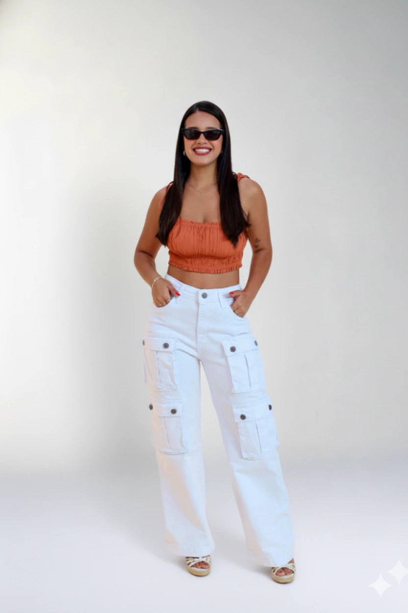 Calça Cargo Katarina - Branco