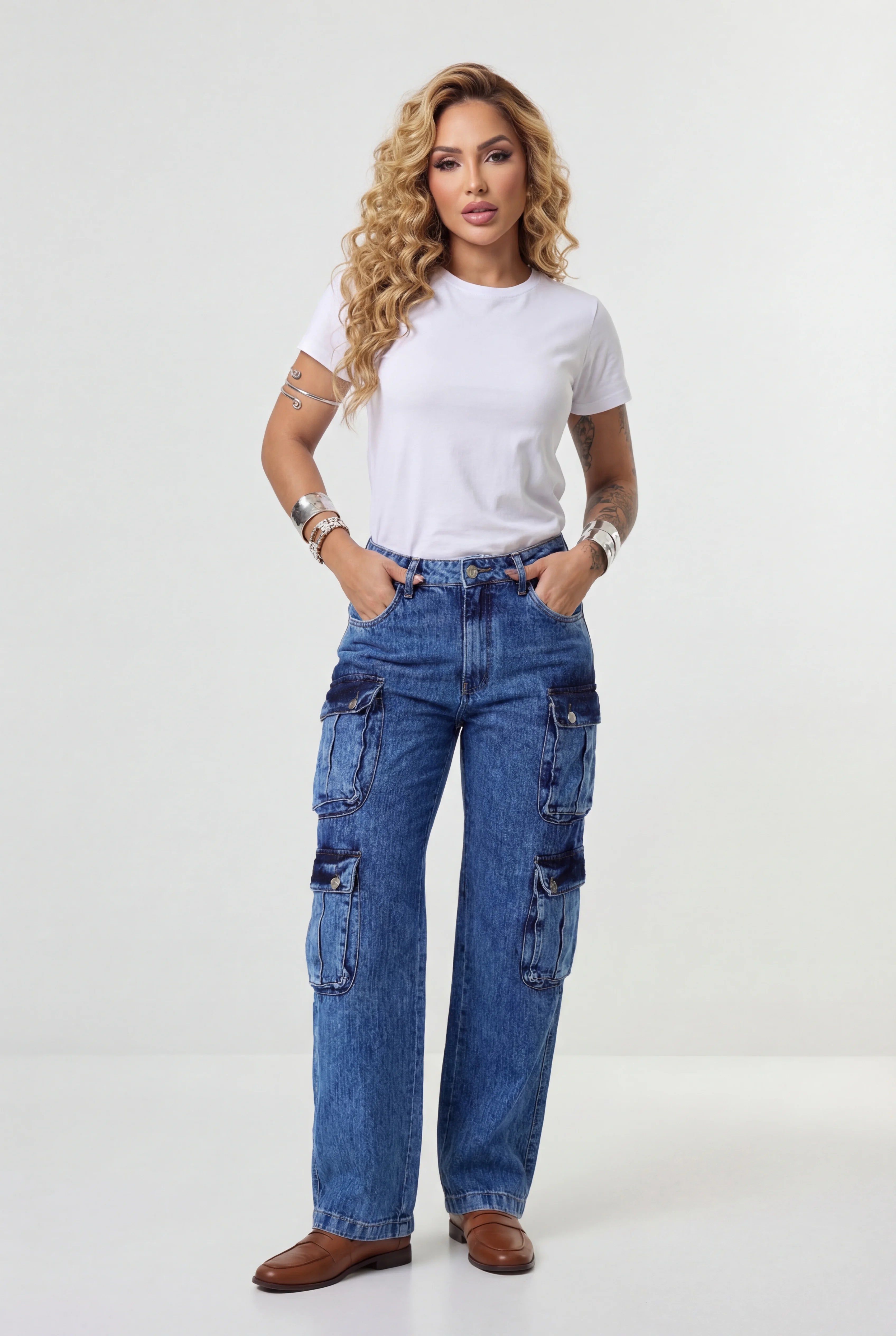 Calça Cargo Marcelle Azul