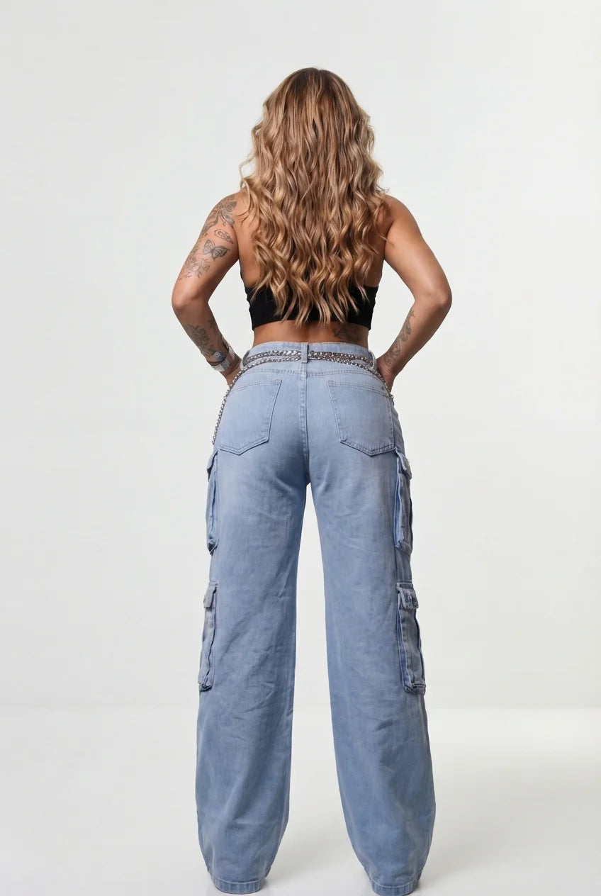 Calça  Cargo Nayara Azul