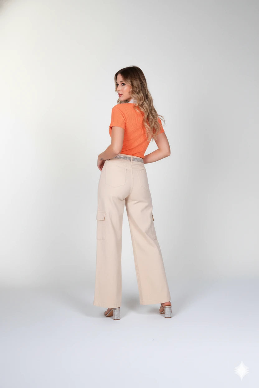 Calça Pantalona Daphine - Bege