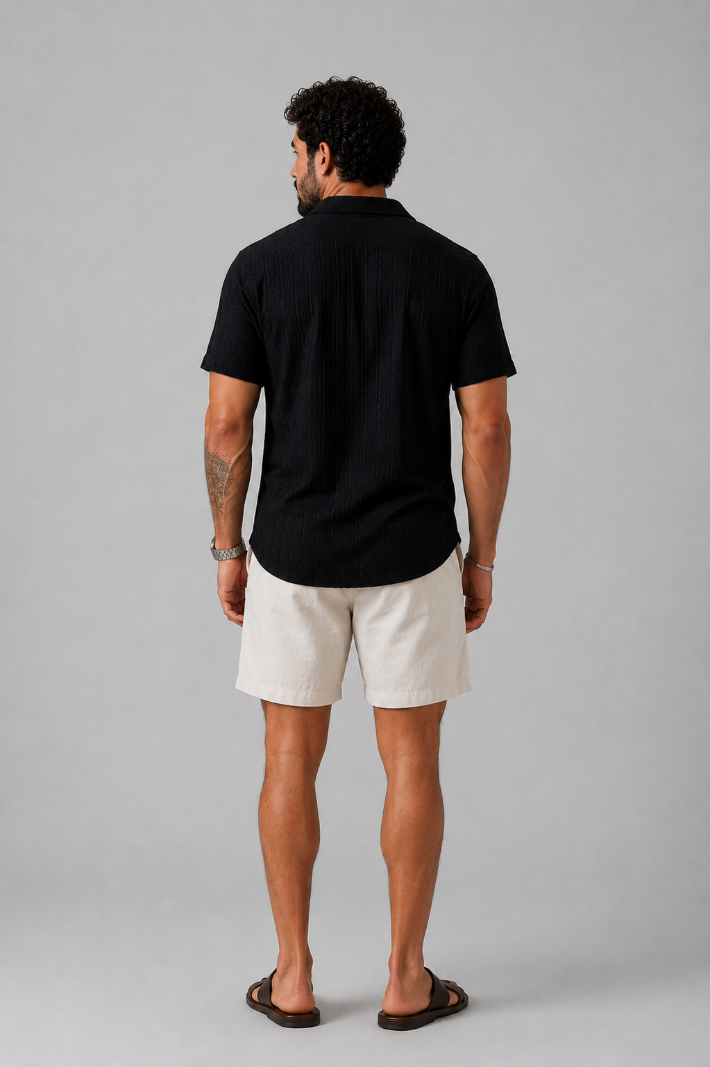 Polo Tricot Resort Listrada Preta e Off White
