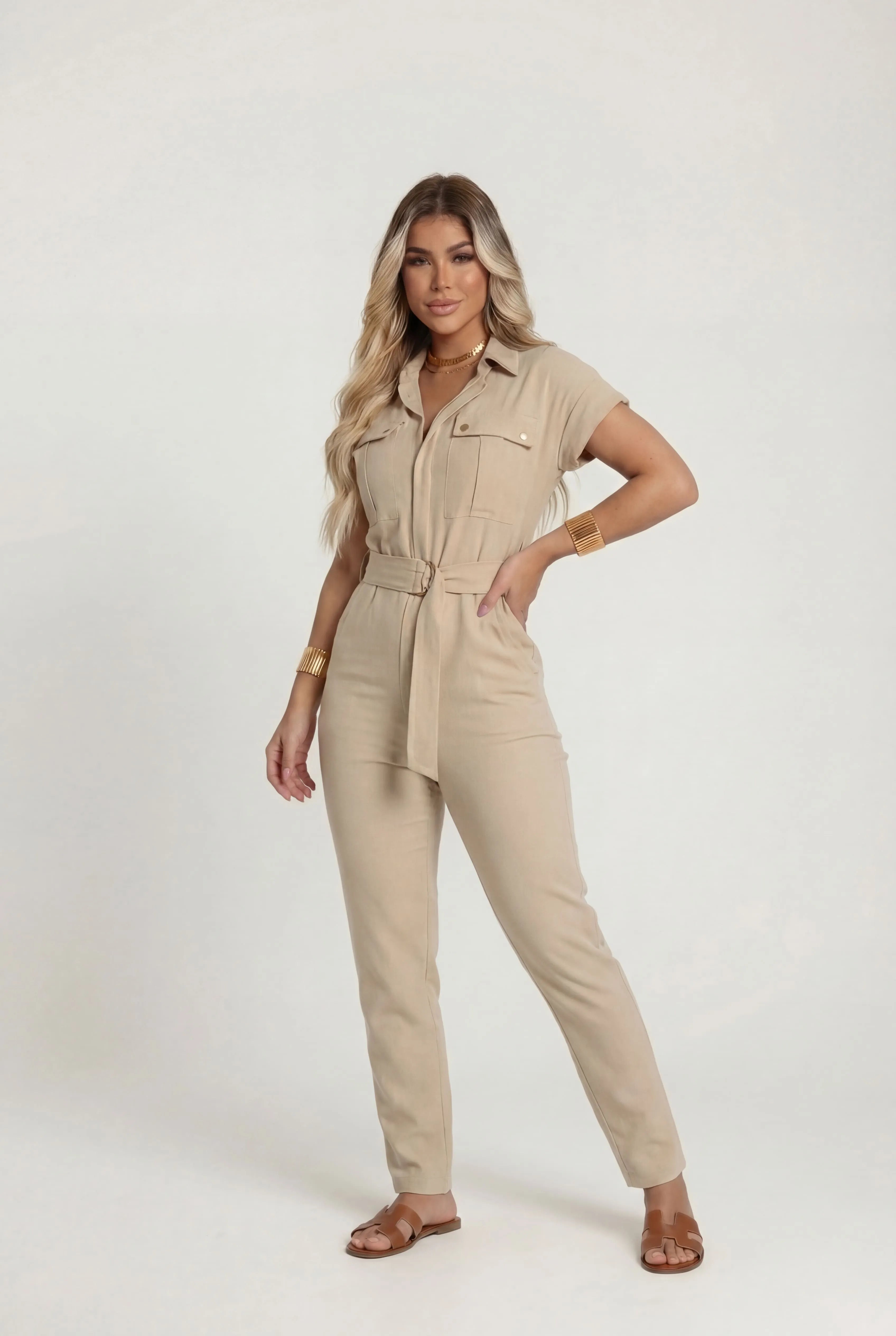 Macacão Alfaiataria Katty - Bege