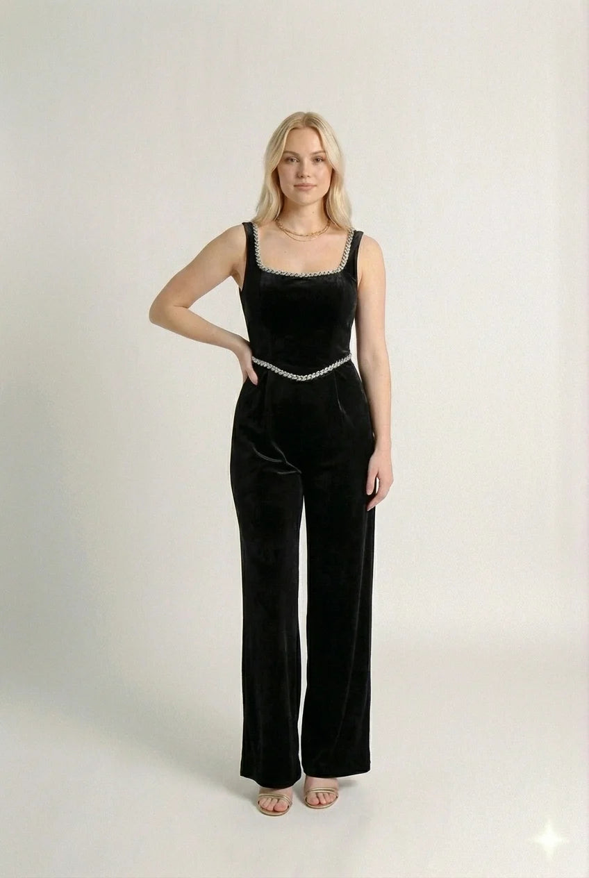 Macacão Luxe Chain Samira - Preto