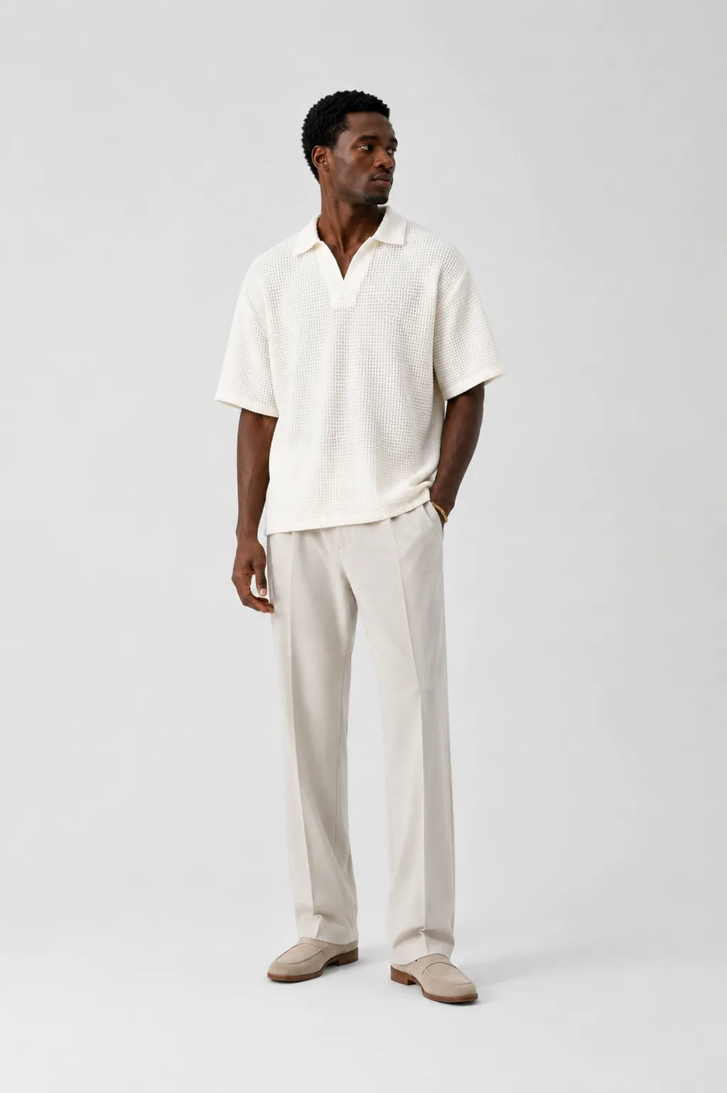 Camisa Crochê Resort Off White com Detalhes Coloridos