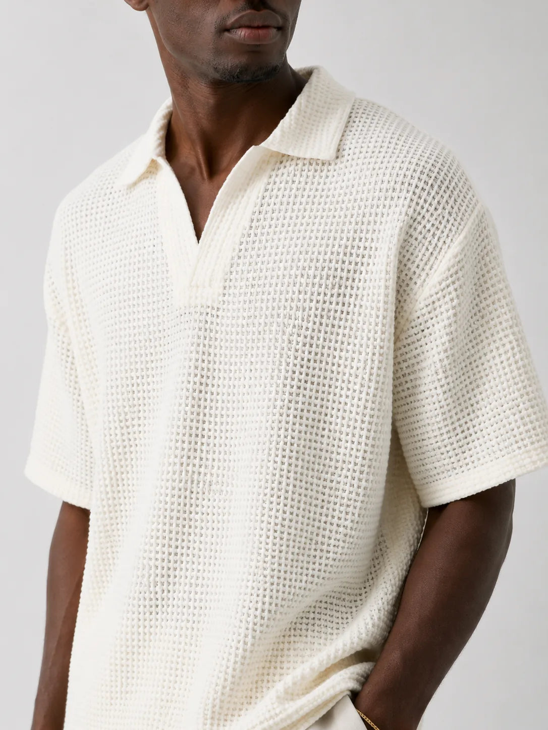 Camisa Crochê Resort Off White com Detalhes Coloridos